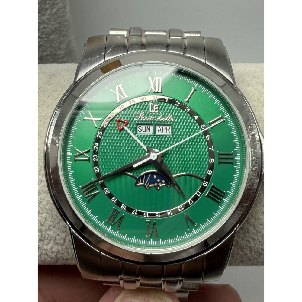 Louis Bolle Moon Phase E457M-2887S Automatic Mens‎ Working Watch 44MM 6.75"